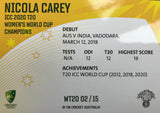Women's ICC T20 World Cup - NICOLA CAREY - WT20-02
