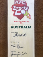 2011 T20 v England - Aust Team Signed Bat (Finch Debut)