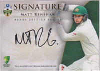 MATT RENSHAW N0'd Ashes 2017/18 Signature Card #AS-02
