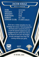 2023 NRL Titanium Common Card - 027 - Jacob Kiraz - Canterbury-Bankstown Bulldogs