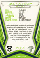 2023 NRL Titanium Pearl Silver - P017 - Matthew Timoko - Canberra Raiders