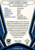 2023 NRL Titanium Pearl Silver - P022 - Josh Addo-Carr - Canterbury-Bankstown Bulldogs