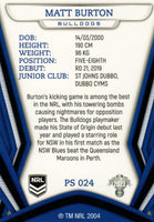 2023 NRL Titanium Pearl Silver - P024 - Matt Burton - Canterbury-Bankstown Bulldogs