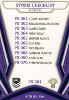 2023 NRL Titanium Pearl Silver - P061 - Melbourne Storm Checklist - Melbourne Storm