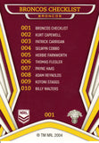 2023 NRL Titanium Common Card - 001 - Brisbane Broncos Checklist - Brisbane Broncos