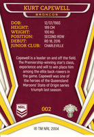2023 NRL Titanium Common Card - 002 - Kurt Capewell - Brisbane Broncos