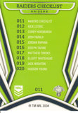 2023 NRL Titanium Common Card - 011 - Canberra Raiders Checklist - Canberra Raiders