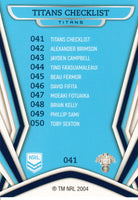 2023 NRL Titanium Common Card - 041 - Gold Coast Titans Checklist - Gold Coast Titans