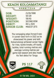 2023 NRL Titanium Pearl Silver - P117 - Keaon Koloamatangi - South Sydney Rabbitohs
