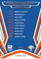 2023 NRL Titanium Common Card - 071 - Newcastle Knights Checklist - Newcastle Knights