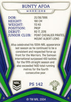 2023 NRL Titanium Pearl Silver - P142 - Bunty Afoa - New Zealand Warriors