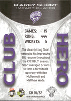 2022-23 Cricket Traders Club Heroes - CH 10 - D'arcy Short - Hobart Hurricanes