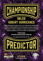2022-23 Cricket Traders Championship Predictor - CP 3 - Hobart Hurricanes - 097/145