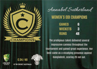 2022-23 Cricket Traders Champions - C 24 - Annabel Sutherland - Womens ODI Champions