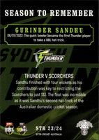 2022-23 Cricket Traders Season To Remember - STR 23 - Gurinder Sandhu - Sydney Thunder